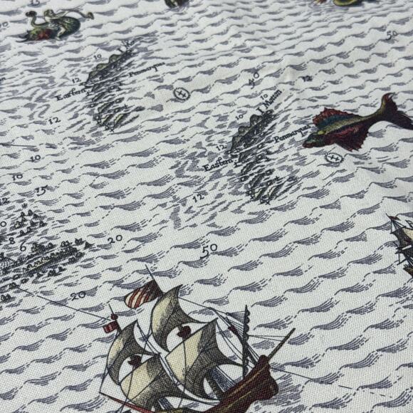 VTG The Mulberry Co Fabric Piece 55”x56” The Great Ocean Design ~ 1993 - Picture 8 of 10